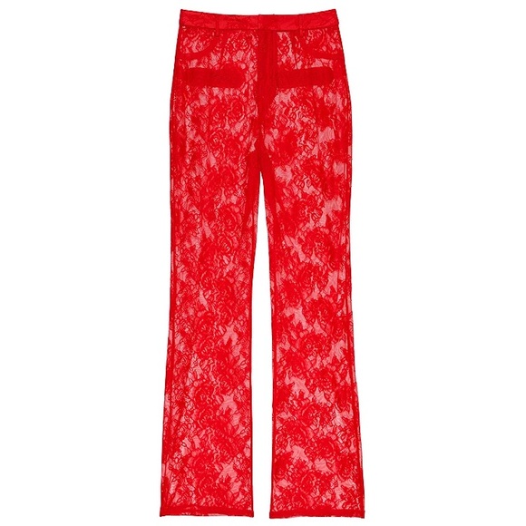 NWT Victoria’s Secret Archives S L XL Rose Lace Pants Pajamas Sheer Floral Red - Picture 4 of 4